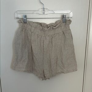 Sugarlips High Waist Linen Shorts - Tan